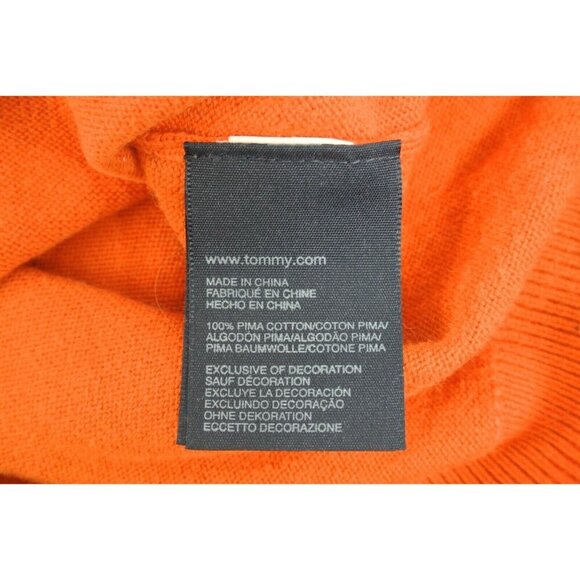 Tommy Hilfiger Sweater Orange Tartan Size Extra Small 100% Pima Cotton XS - Picture 10 of 10